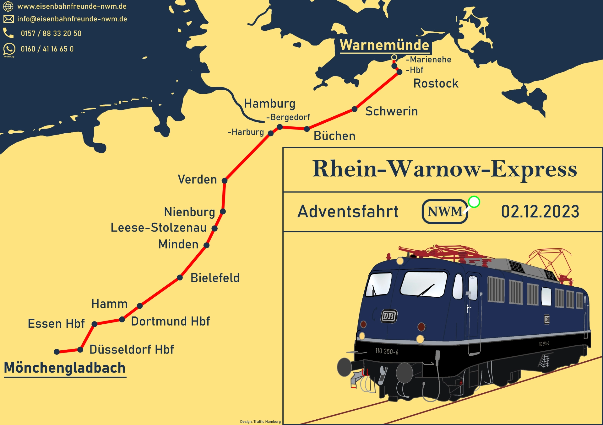Zuglauf von Mönchengladbach nach Warnemünde