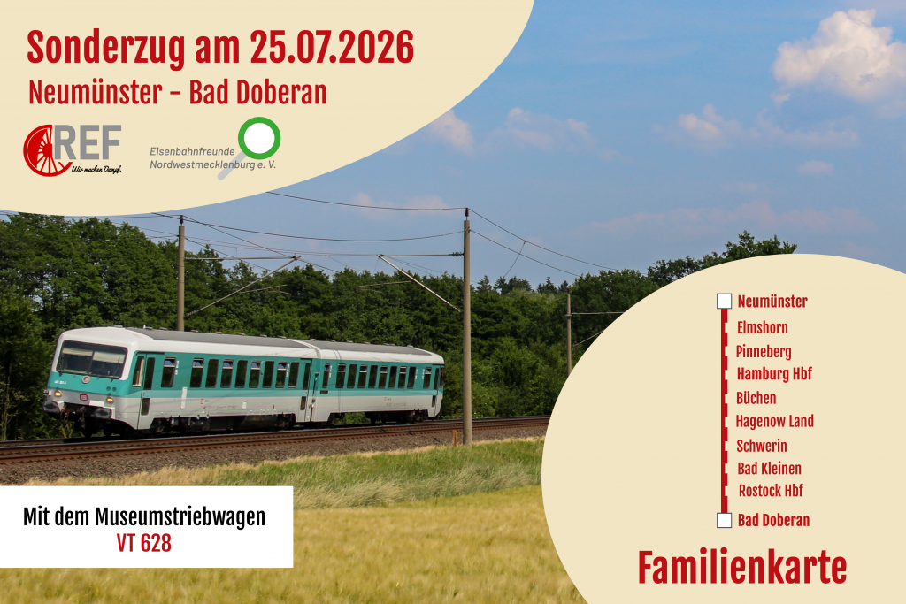 Fahrkarte Neumünster – Bad Doberan (Familienkarte) am 25. Juli 2026