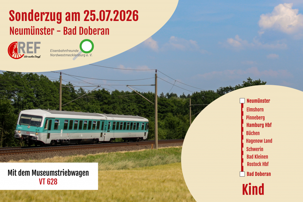 Fahrkarte Neumünster – Bad Doberan (Kind) am 25. Juli 2026