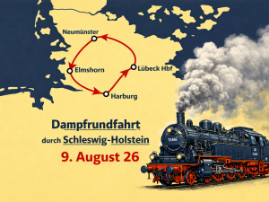 Dampfrundfahrt durch Schleswig-Holstein am Sonntag 9. August 2026