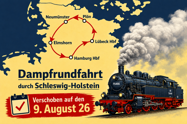 Dampfrundfahrt durch Schleswig-Holstein am  Sonntag 9. August 2026
