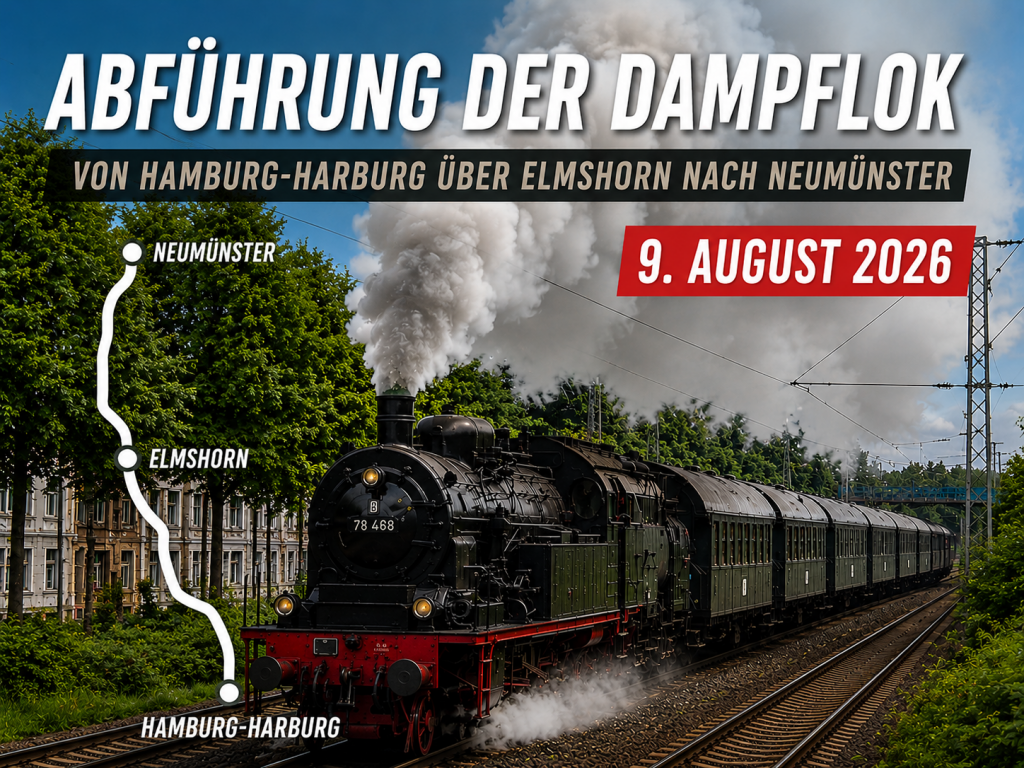 Abführungsfahrt der Dampflok am 9. August 2026