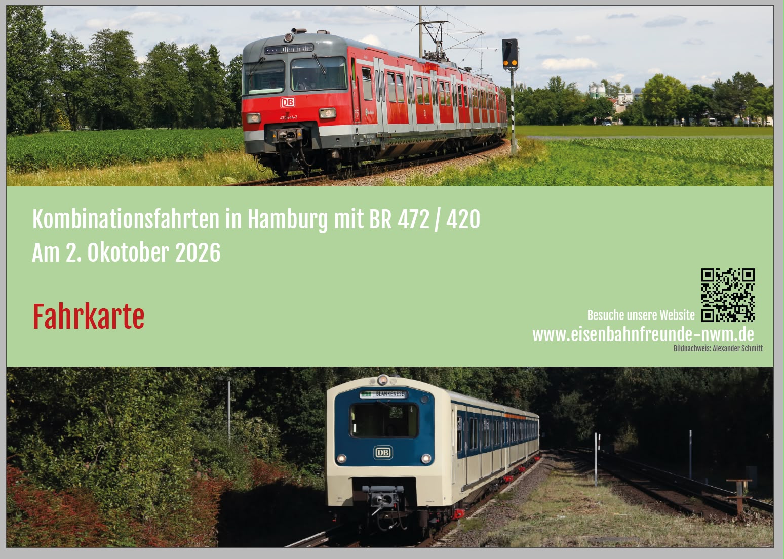 Fahrkarte S-Bahn Kombifahrt am 3. Oktober 2026